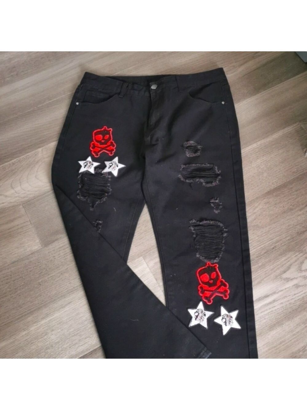 SHEIN hip hop, streetwear, gangster black jeans, ripped, grunge punk. Size 38.